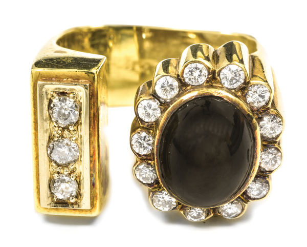 Elvis Presley diamond and black sapphire number 10 ring