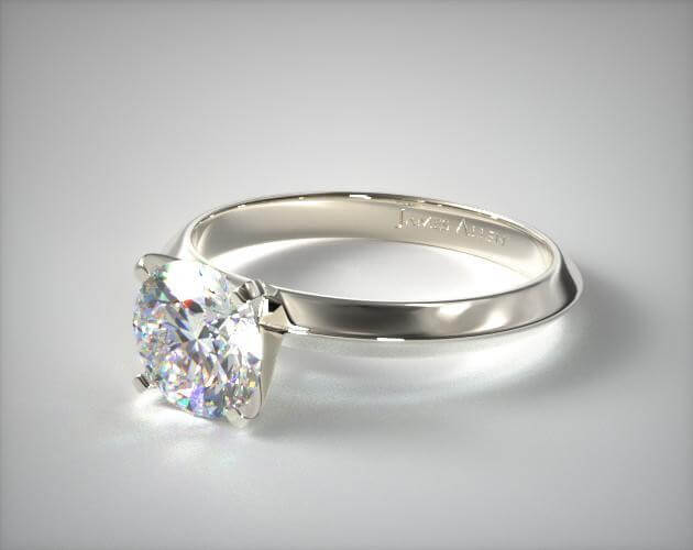 18K WHITE GOLD 2MM KNIFE EDGE SOLITAIRE ENGAGEMENT RING