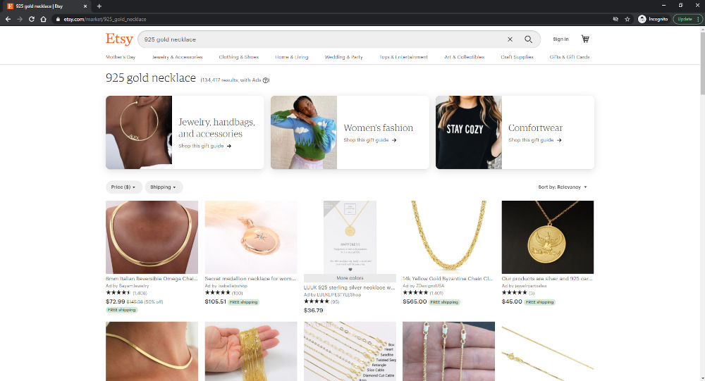 925 Gold Search Results on Etsy