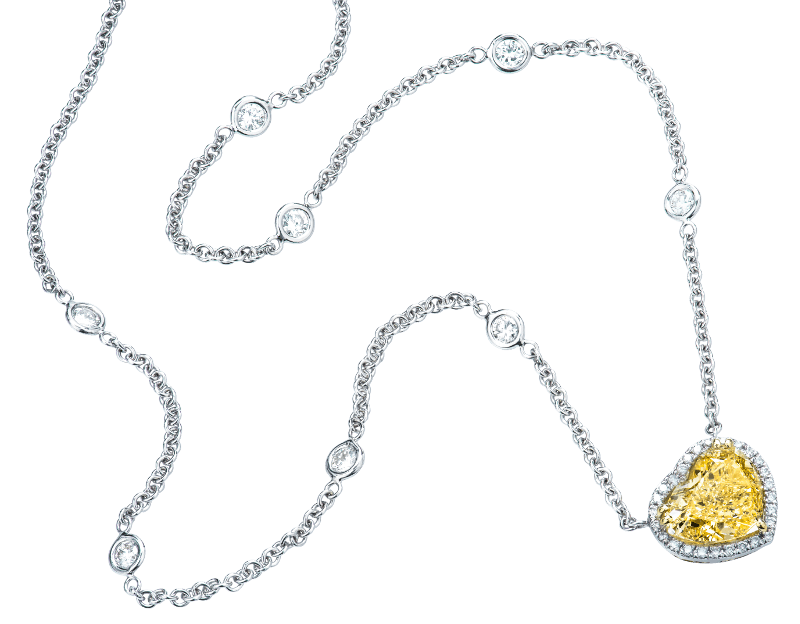Yellow Colored Diamond Necklace