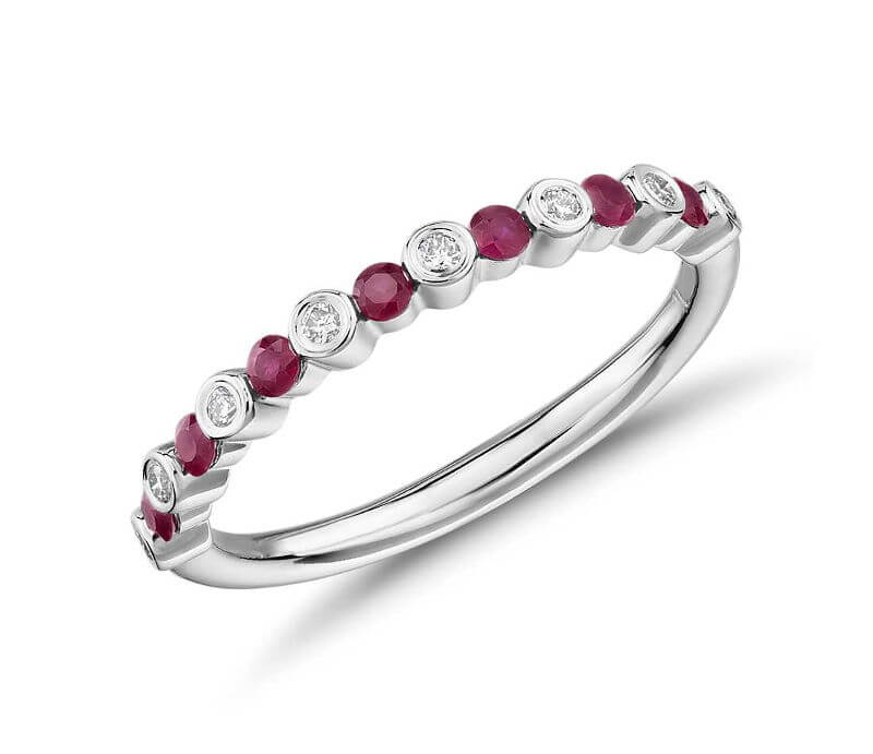 Petite Alternating Ruby and Diamond Stacking Ring