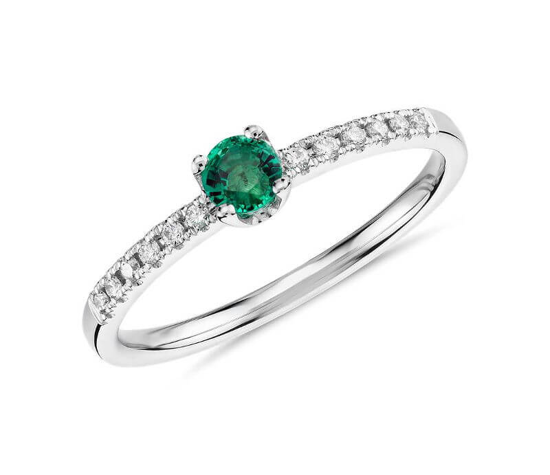 Petite Emerald Stacking Diamond Ring