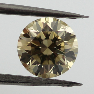 Fancy Brownish Greenish Yellow Diamond, Round, 0.75 carat, VS2 - B