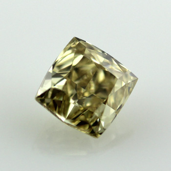 Fancy Brownish Greenish Yellow Diamond, Cushion, 1.07 carat, VS2 - B