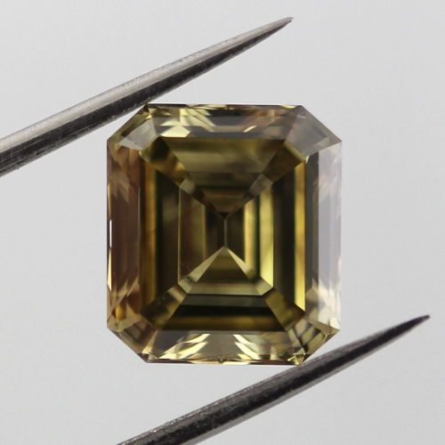 Fancy Dark Gray Greenish Yellow Diamond, Emerald, 3.02 carat, SI1 - B