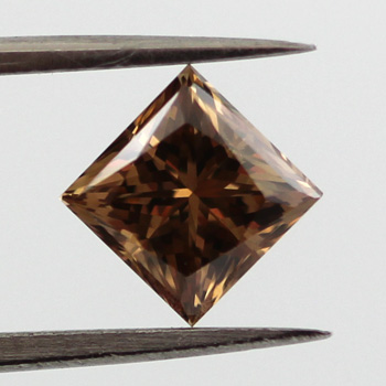 Fancy Dark Yellowish Brown Diamond, Princess, 1.05 carat, VS1- C