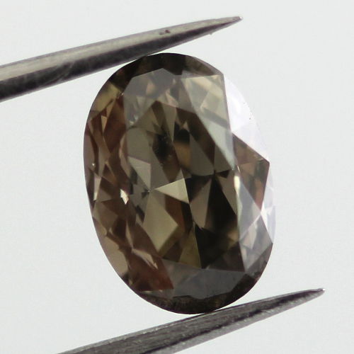 Fancy Dark greenish Gray Diamond, Oval, 0.70 carat, VS1 - B