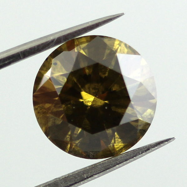 Fancy Deep Brown Greenish Yellow Diamond, Round, 2.13 carat - B