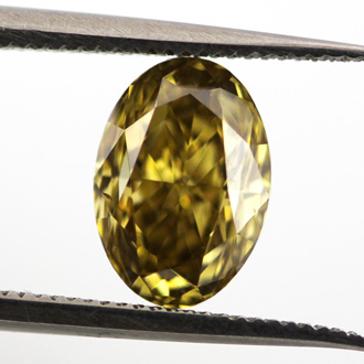 Fancy Deep Brownish Greenish Yellow (chameleon) Diamond, Oval, 1.36 carat - B