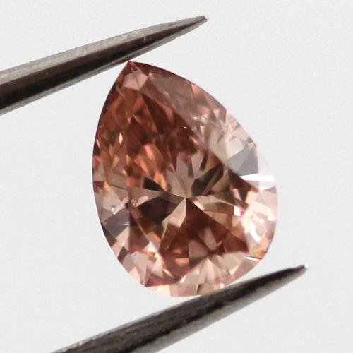 Fancy Deep Brownish Orangy Pink Diamond, Pear, 0.25 carat, SI2 - B