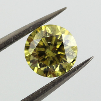 Fancy Deep Greenish Yellow Diamond, Round, 1.01 carat - B