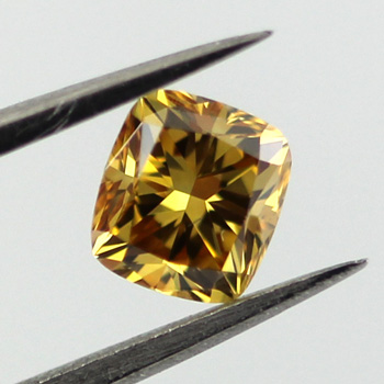 Fancy Deep Orange Yellow Diamond, Cushion, 0.53 carat, SI1- C