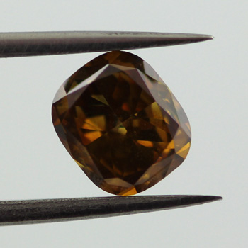 Fancy Deep Yellow Brown Diamond, Cushion, 0.71 carat, SI2 - B