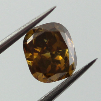 Fancy Deep Yellow Brown Diamond, Cushion, 0.71 carat, SI2- C