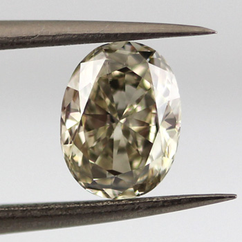 Fancy Gray Greenish Yellow Diamond, Oval, 1.31 carat, SI1- C