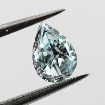 Fancy Intense Green Blue Diamond, Pear, 0.22 carat, SI2- C