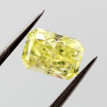 Fancy Intense Green Yellow Diamond, Radiant, 0.67 carat, VS1- C