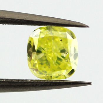 Fancy Intense Green Yellow Diamond, Cushion, 0.55 carat - B