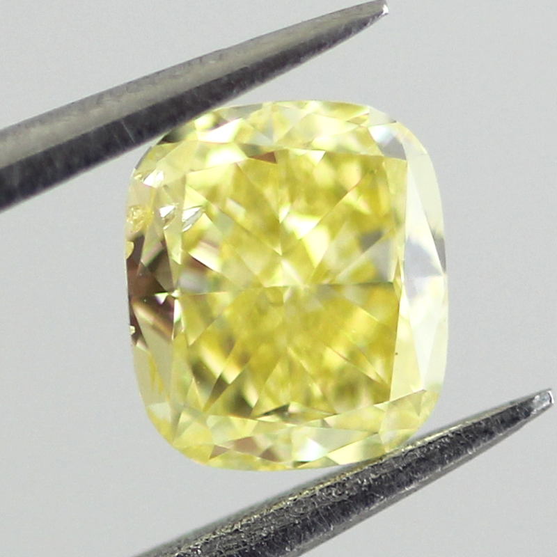 Fancy Intense Yellow Diamond, Cushion, 0.52 carat, SI2 - B