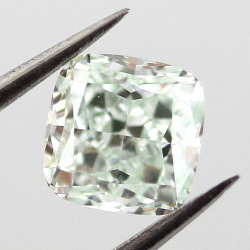 Fancy Light Bluish Green Diamond, Cushion, 0.66 carat, VS2 - B