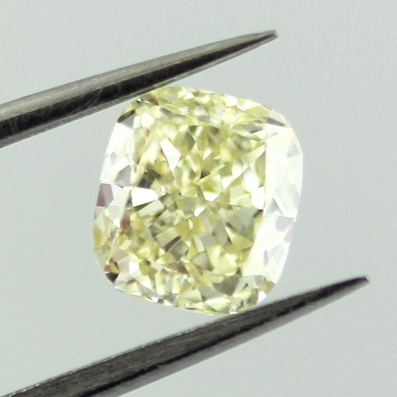 Fancy Light Yellow Diamond, Cushion, 0.91 carat, VVS2- C