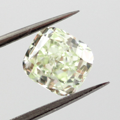 Fancy Light Yellowish Green Diamond, Cushion, 1.50 carat, VS2 - B