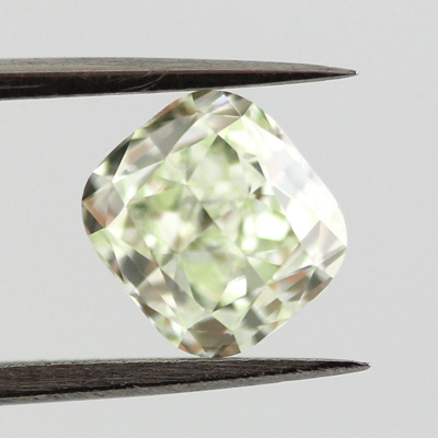 Fancy Light Yellowish Green Diamond, Cushion, 1.50 carat, VS2- C