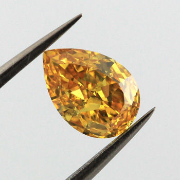 Fancy Vivid Yellow Orange Diamond, Pear, 1.01 carat, SI2- C