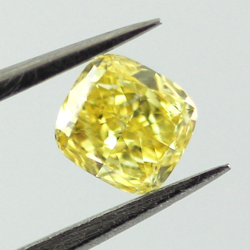 Fancy Vivid Yellow Diamond, Cushion, 0.31 carat, SI2- C