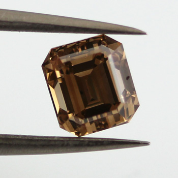 Fancy Yellow Brown Diamond, Emerald, 1.01 carat, VS2 - B