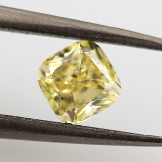 Fancy Yellow Diamond, Cushion, 0.75 carat, I1- C