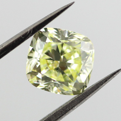 Fancy Yellow green Diamond, Cushion, 1.50 carat, VS2- C