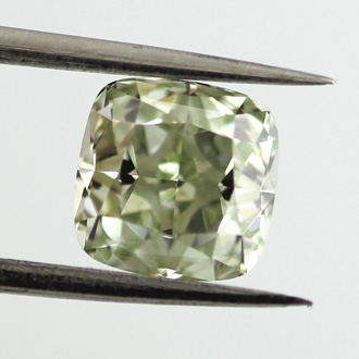 Fancy Yellowish Green Diamond, Cushion, 1.53 carat, VS2- C