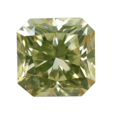 Fancy green Yellow Diamond, Radiant, 0.42 carat, SI1 - B