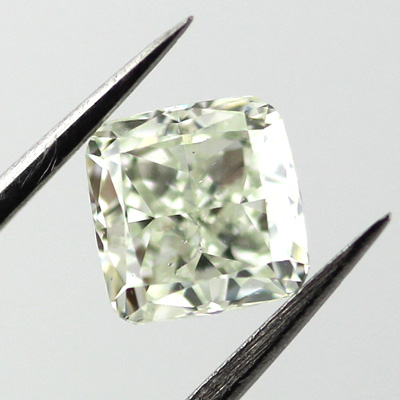 Light Yellow Green Diamond, Cushion, 1.09 carat, SI1- C