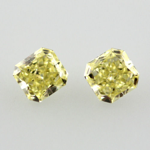 Pair of Fancy Intense Yellow Diamond, Radiant, 0.33 carat, SI1 - B