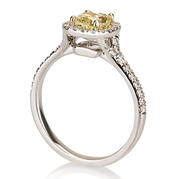Fancy Yellow Diamond Ring, Cushion, 1.00 carat, VVS2- C