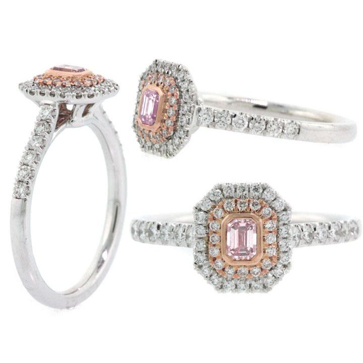 Argyle Pink Diamond Ring, Emerald, 0.16 carat, VVS1