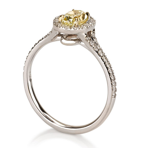 Fancy Yellow Diamond Ring, Oval, 0.75 carat, VVS2- C