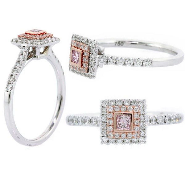Argyle Pink Diamond Ring, Princess, 0.08 carat, SI1