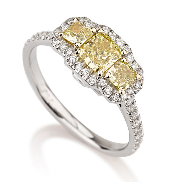 Fancy Intense Yellow Diamond Ring, Radiant, 0.43 carat, VS2 - B