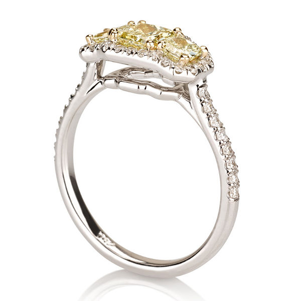 Fancy Intense Yellow Diamond Ring, Radiant, 0.43 carat, VS2- C