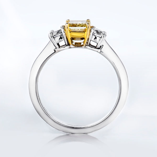 Fancy Yellow Diamond Ring, Radiant, 0.77 carat, SI1 - B
