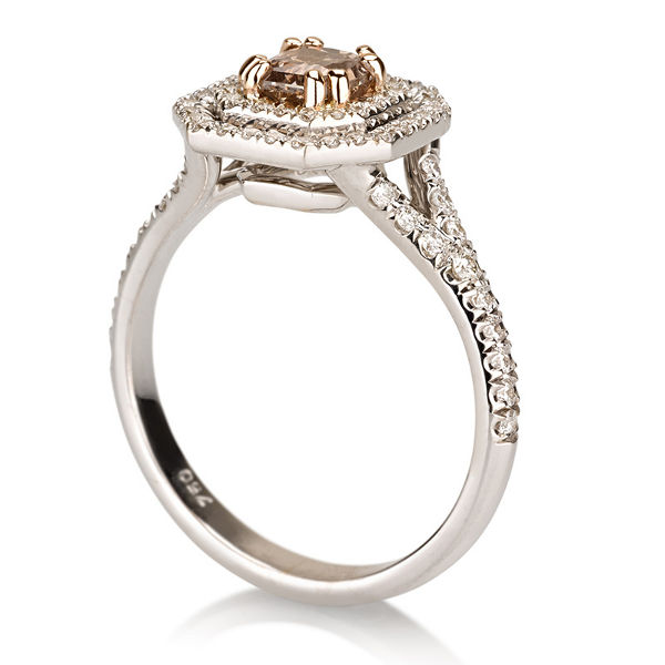 Fancy Pink Brown Diamond Ring, Radiant, 0.60 carat- C