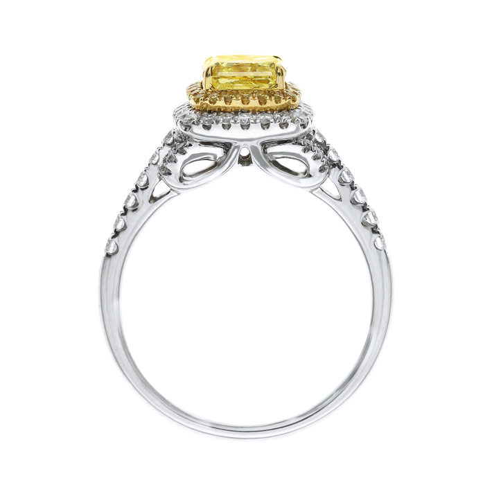 Fancy Yellow Diamond Ring, Radiant, 1.20 carat, SI2 - B