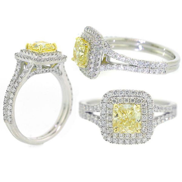 Fancy Yellow Diamond Ring, Radiant, 1.00 carat, VS2