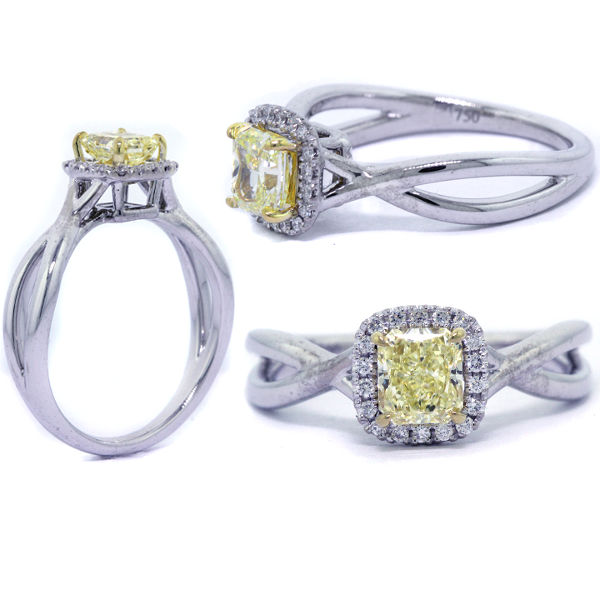 Fancy Yellow Diamond Ring, Radiant, 0.65 carat, VS1