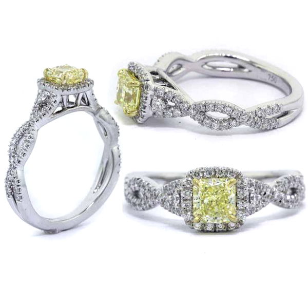 Fancy Yellow Diamond Ring, Radiant, 0.61 carat, VVS2