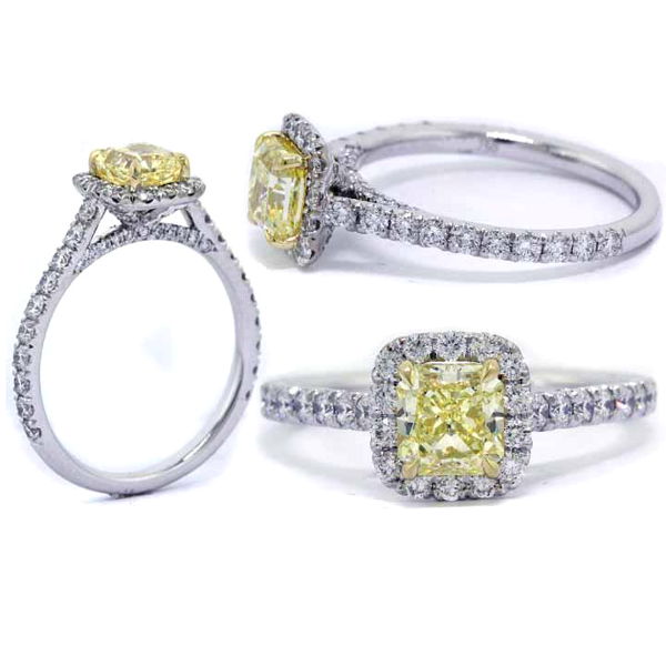 Fancy Yellow Diamond Ring, Radiant, 0.70 carat, VVS1