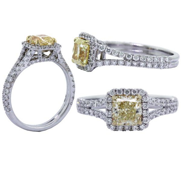 Fancy Yellow Diamond Ring, Radiant, 1.06 carat, VS2